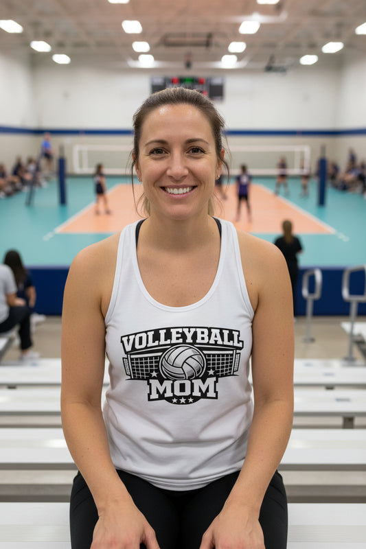 Volleyball Mom Tank Top – Cute & Bold Volleyball Fan Design White - FRONT