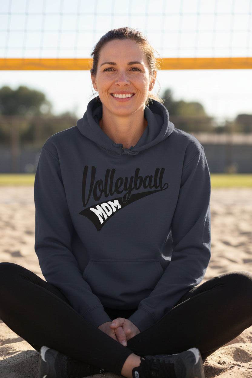 Volleyball Mom Vibes – Stylish Sports Parent Pride Statement Hoodie NAVY - FRONT