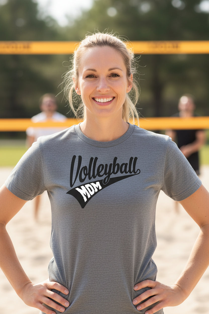 Volleyball Mom Vibes – Stylish Sports Parent Pride Statement T-Shirt DEEP HEATHER - FRONT