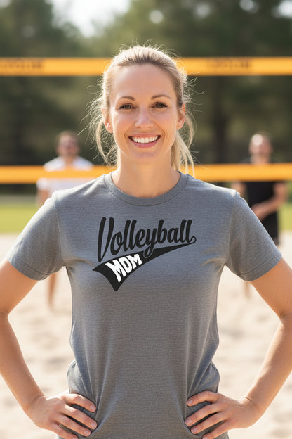 Volleyball Mom Vibes – Stylish Sports Parent Pride Statement T-Shirt DEEP HEATHER - FRONT