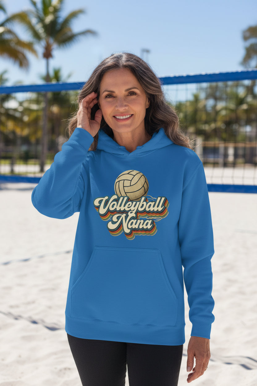 Volleyball Nana Groovy Retro Sports Family Fan Hoodie Royal - SF500 - FRONT