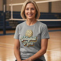 Volleyball Nana Groovy Retro Sports Family Fan T-Shirt ATHLETIC HEATHER - 6004 - FRONT