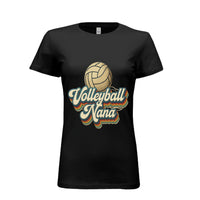 Volleyball Nana Groovy Retro Sports Family Fan T-Shirt BLACK - 6004 - FRONT