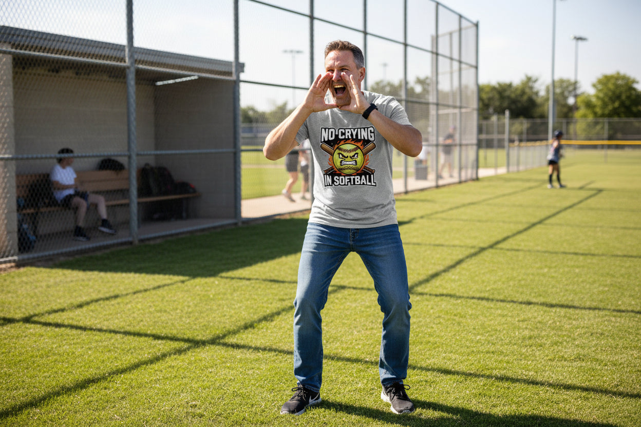 Flaming Softball Sports T-Shirt Design – Strong Athlete Energy Humor Graphic HEATHER GRAY - FRONT